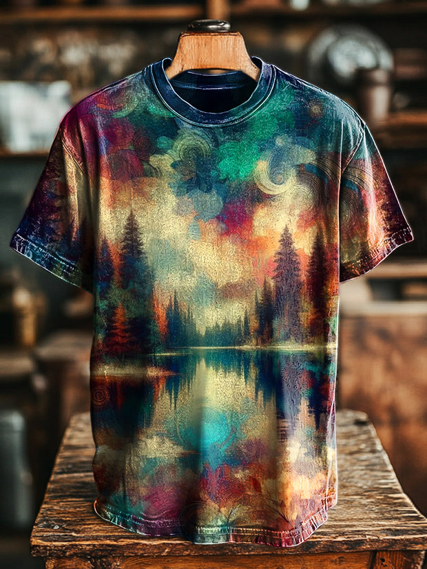 Unisex Abstract Landscape Art Print Casual Loose T-Shirt
