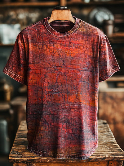Unisex Vintage Aged Textured Art Print Casual Loose T-Shirt