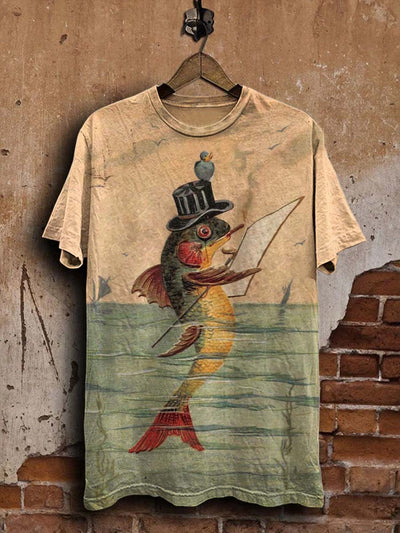 Mr. Abstract Fish Printed Casual Short Sleeve T-Shirt
