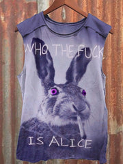 Fun Cute Bunny Smoking Print Casual Tank Top