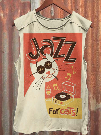 Fun Cat Print Casual Tank Top