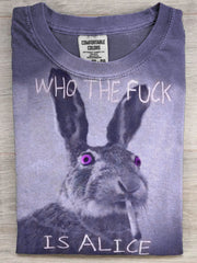 Funny Text Bunny Smoking Print Casual Short Sleeve T-Shirt