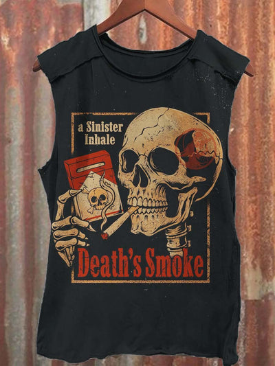 Skull Death Smoke Print Casual Tank Top