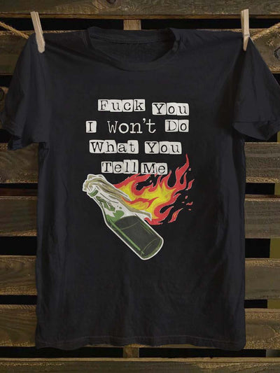 Funny Text Print Casual Short Sleeve T-Shirt