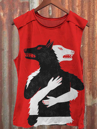 Art Abstract Embrace Print Casual Tank Top