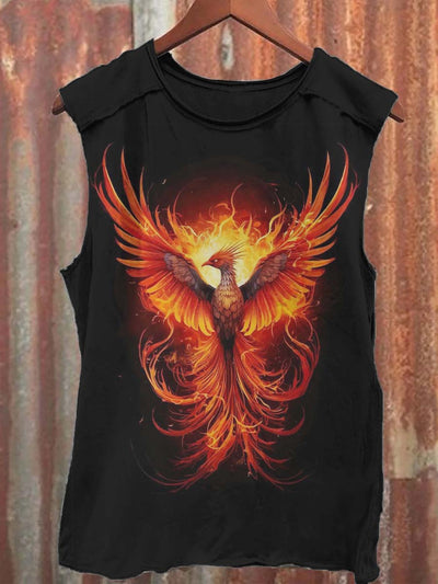 Art Abstract Phoenix Print Casual Tank Top