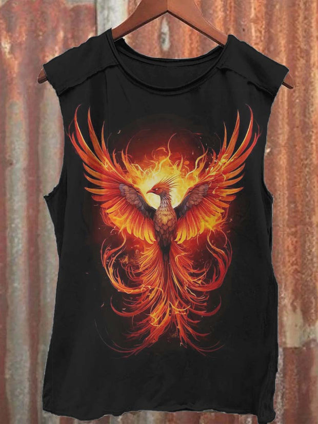 Art Abstract Phoenix Print Casual Tank Top