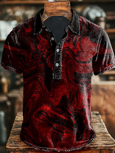 Artistic abstract rendering print casual polo shirt