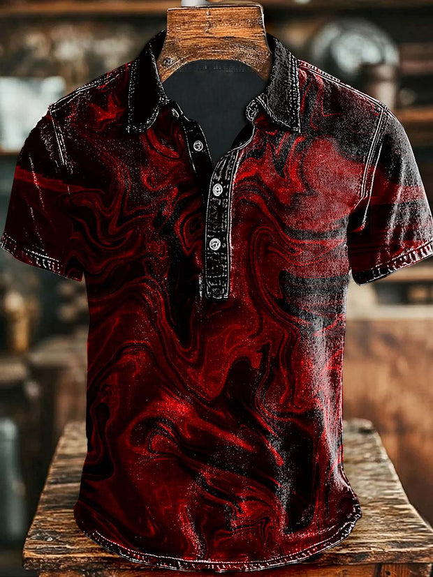 Artistic abstract rendering print casual polo shirt