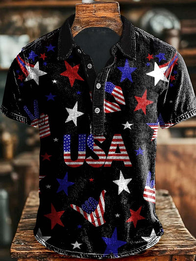 Independence Day Printed Casual Polo Shirt