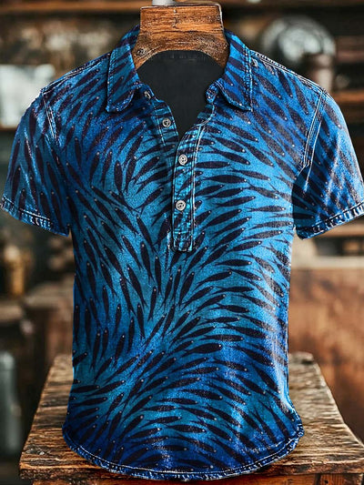 Abstract Fish Print Casual Polo Shirt