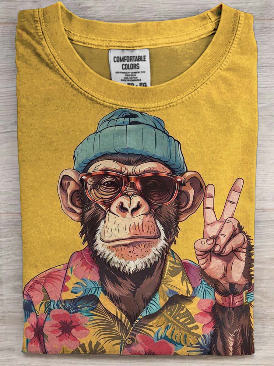Funny Orangutan Print Casual Short Sleeve T-Shirt