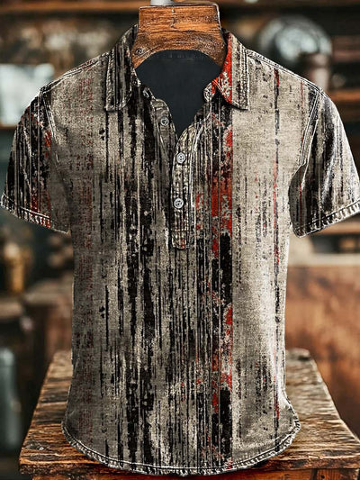 Art Abstract Stripe Print Casual Short Sleeve Polo Shirt