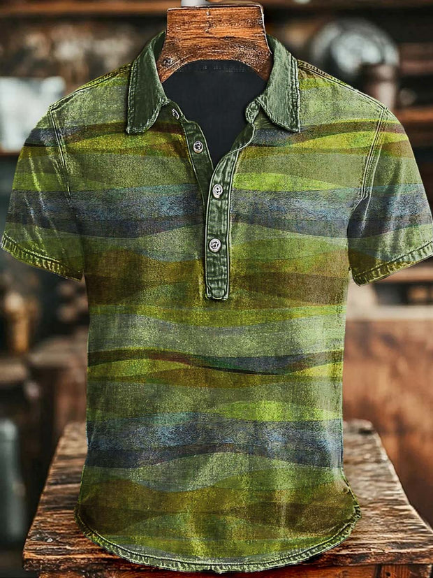 Vintage Desert Art Print Casual Stylish Short Sleeve Polo Shirt