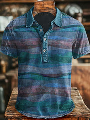 Vintage Desert Art Print Casual Stylish Short Sleeve Polo Shirt