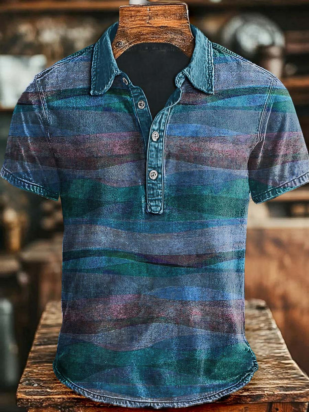 Vintage Desert Art Print Casual Stylish Short Sleeve Polo Shirt