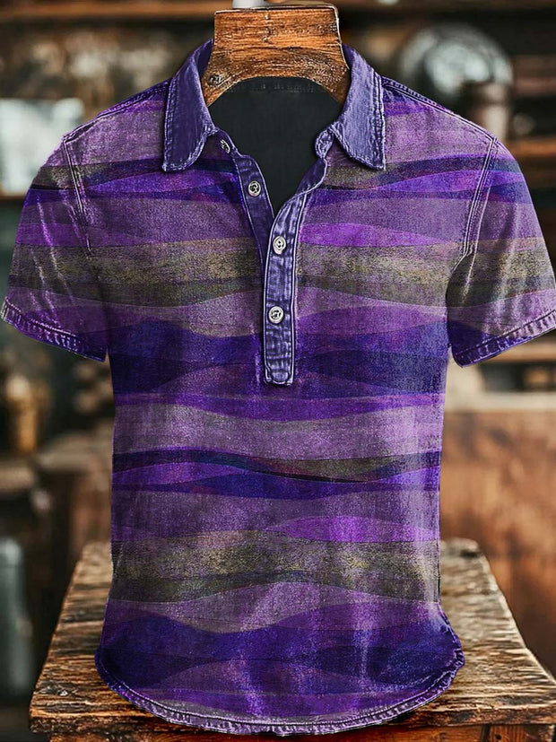 Vintage Desert Art Print Casual Stylish Short Sleeve Polo Shirt