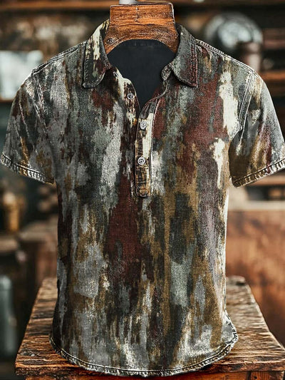 Abstract Ink Splash Print Casual Short Sleeve Polo Shirt