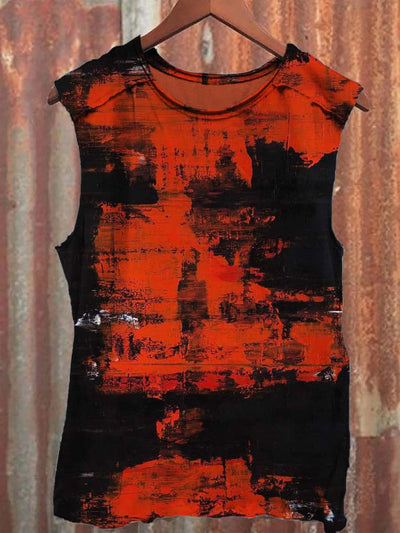 Art Ink Color Block Print Casual Tank Top