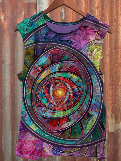 Art Time Eye Print Casual Tank Top