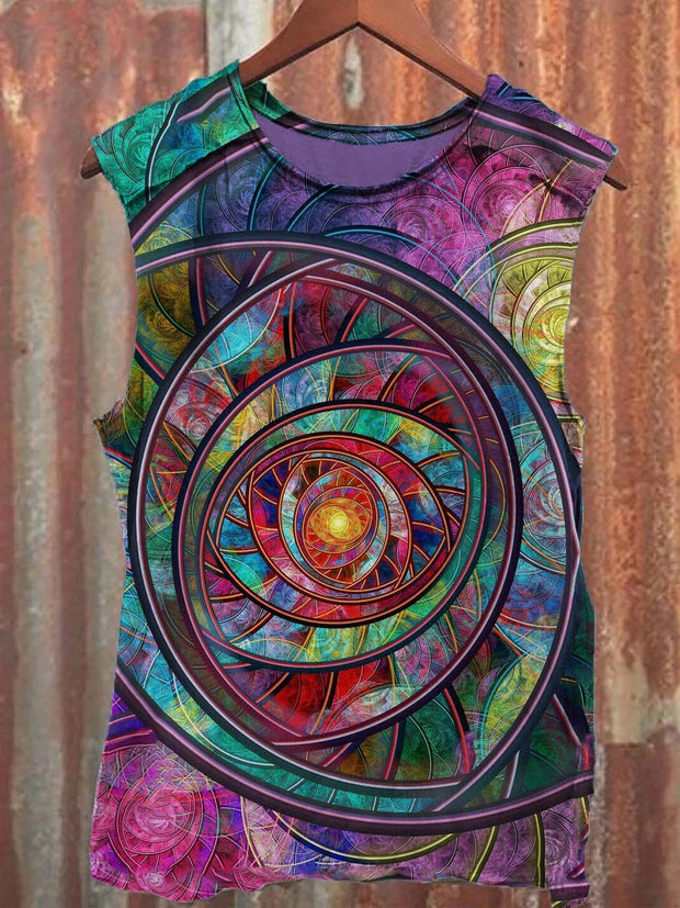 Art Time Eye Print Casual Tank Top