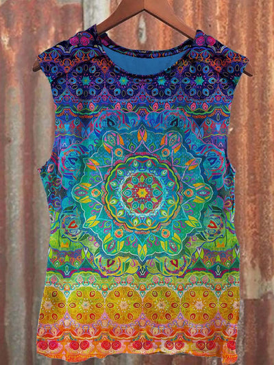 Colorful Gradient Mandala Print Tank Top