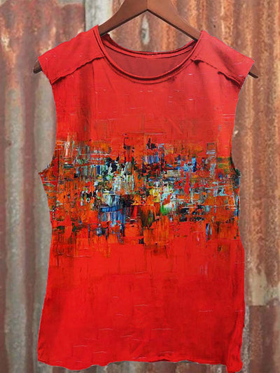 Art Oil Color Block Print Tank Top