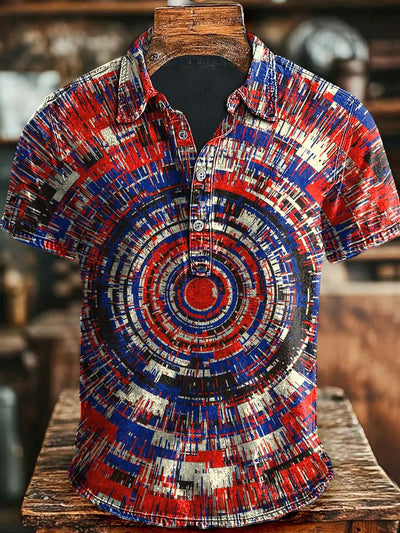 Abstract Art Casual Printed Short Sleeve Polo Shirt
