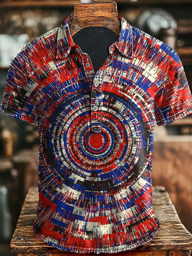 Abstract Art Casual Printed Short Sleeve Polo Shirt