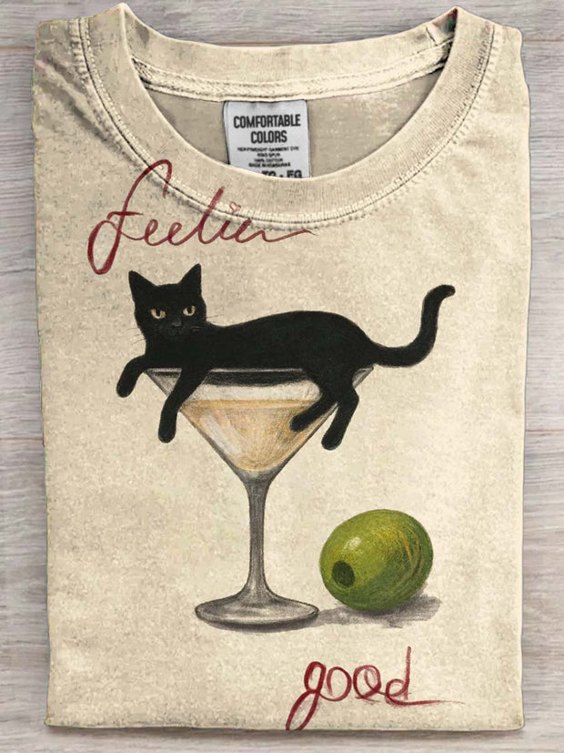 Tall Cat Casual Printed Short Sleeve T-Shirt