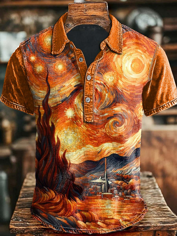 Art Abstract Print Short Sleeve Polo Shirt