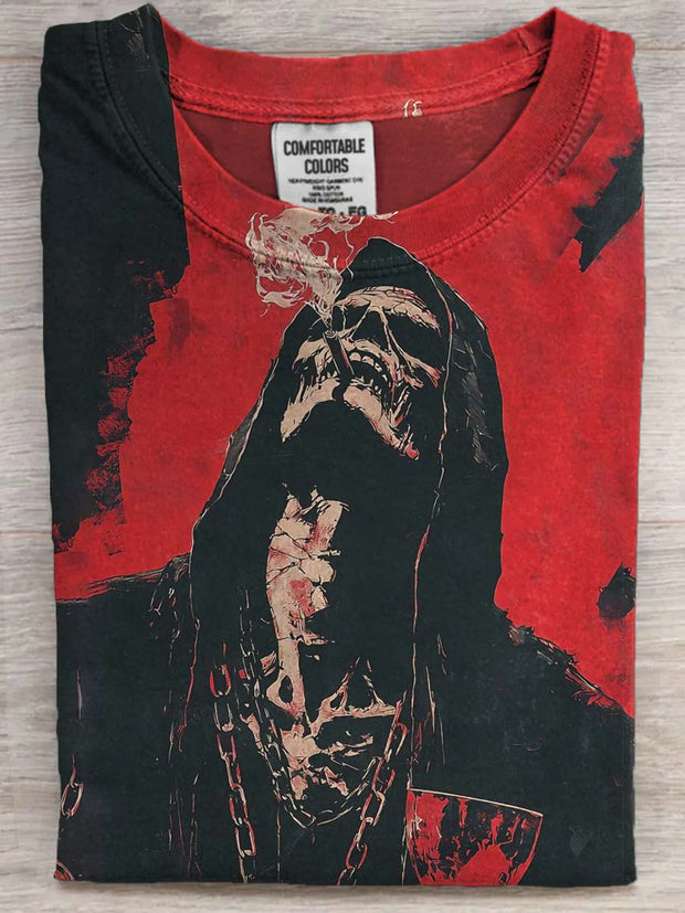 Punk Skull Print Casual Short Sleeve T-Shirt