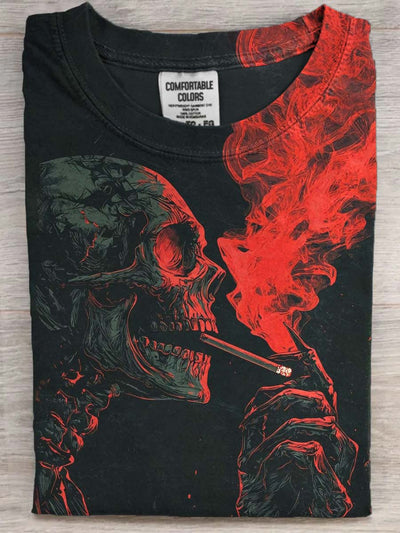 Punk Skull Print Casual Short Sleeve T-Shirt