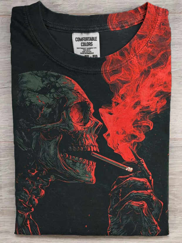 Punk Skull Print Casual Short Sleeve T-Shirt