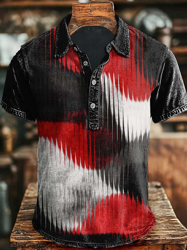 Abstract Rendering Print Casual Short Sleeve Polo Shirt