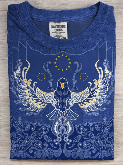 Vintage Bird Casual Printed Short Sleeve T-Shirt