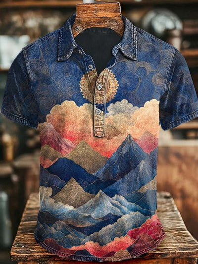 Abstract Colorful Kingsford Print Casual Short Sleeve Polo Shirt