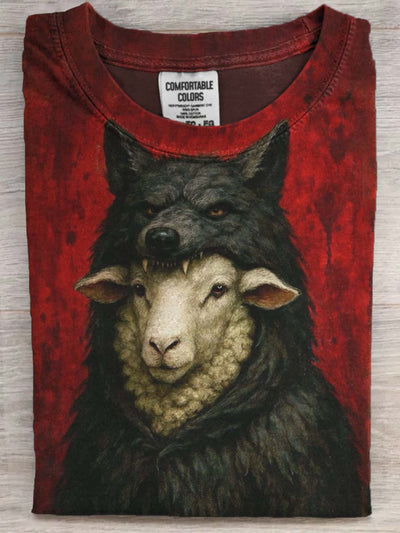 Sheep in Wolf's Clothing Printed Casual Short Sleeve T-Shirt