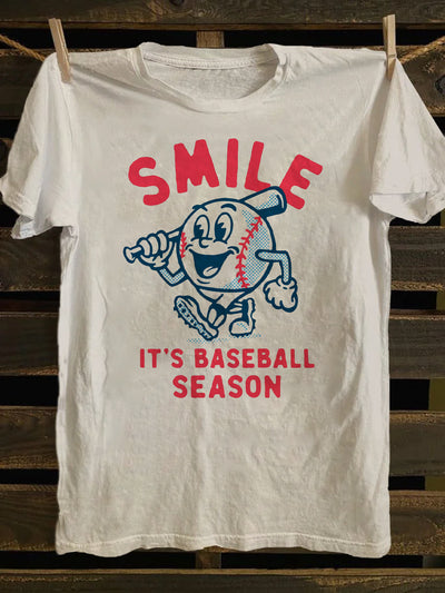 It's Baseball Season Printed Casual Short Sleeve T-Shirt