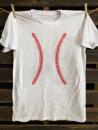 Abstract Baseball Print Casual Short Sleeve T-Shirt
