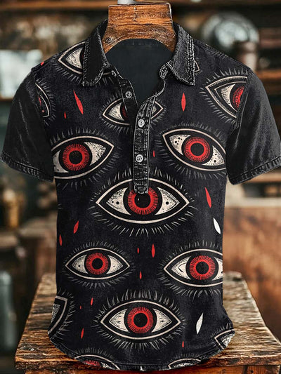 Punk Print Casual Short Sleeve Polo Shirt