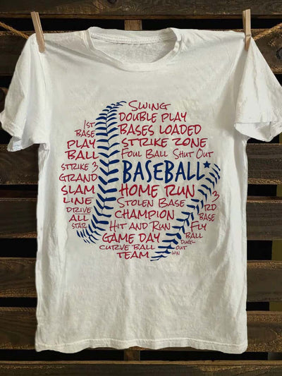 Abstract Baseball Print Casual Short Sleeve T-Shirt