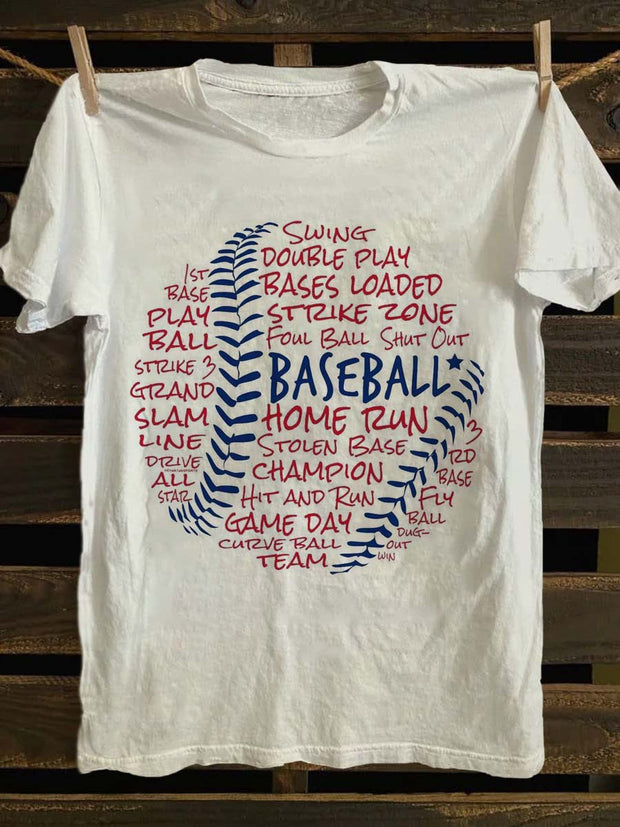 Abstract Baseball Print Casual Short Sleeve T-Shirt