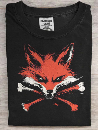 Dark Fox Print Casual Short Sleeve T-Shirt