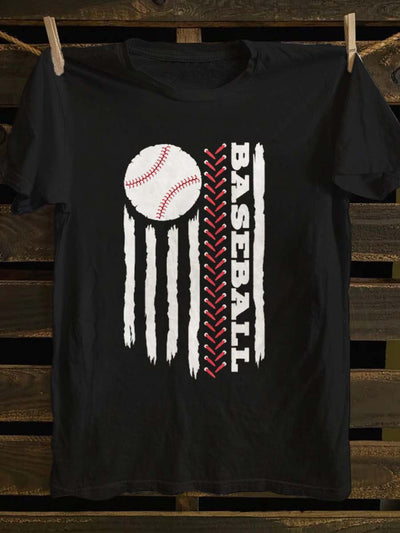Abstract Baseball Print Casual Short Sleeve T-Shirt