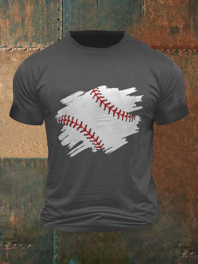 Fun Baseball Print Casual Short Sleeve T-Shirt