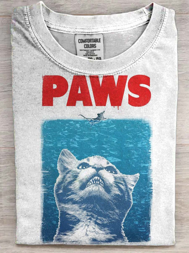 Cat Shark Print Casual Short Sleeve T-Shirt