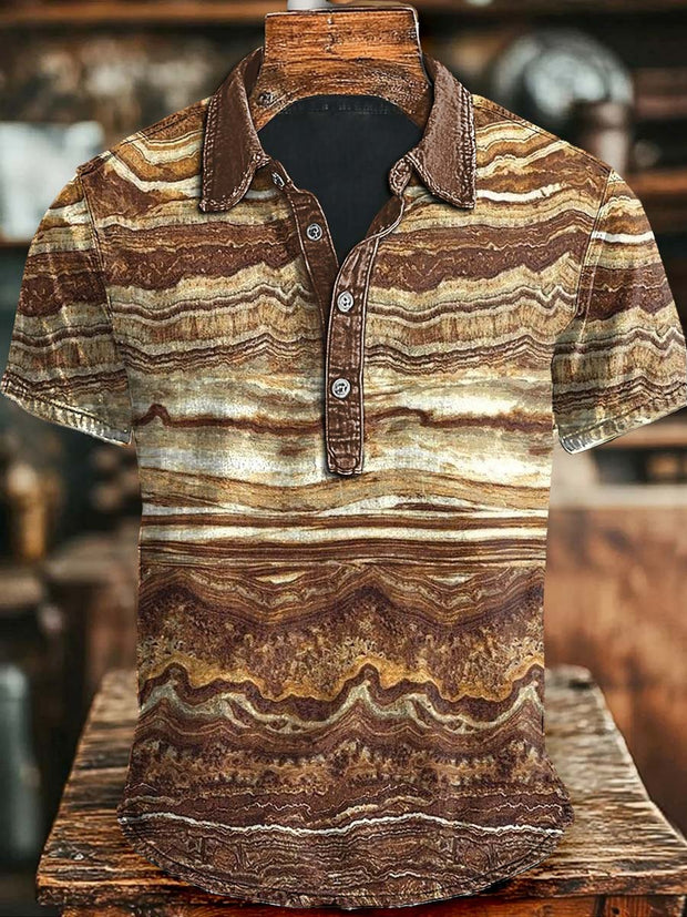 Desert Art Print Short Sleeve Polo Shirt