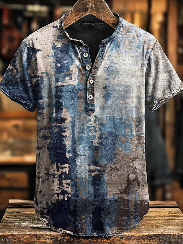Art Gradient Irregular Print Short Sleeve Polo Shirt