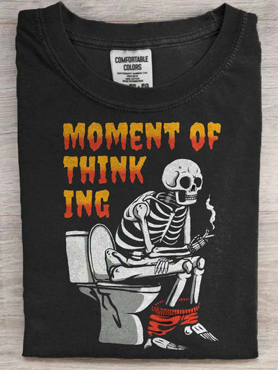 Funny Thinking Moments Printed Casual Short Sleeve T-Shirt